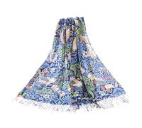 Signare Art Pashmina, wrap and shawl with Strawberry Thief by William Morris in Blue Backdrop