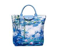 Signare Canvas Foldable Tote Bag Reusable Shopping Bag Grocery Bag with Famous Art Design… (Monet - Water Lilies)