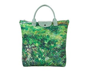 Signare Canvas Foldable Tote Bag Reusable Shopping Bag Grocery Bag with Famous Art Design… (Van Gogh - Long Grass with Butterflies)
