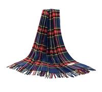 Signare Cashmere-Like Large Plaid Tartan Shawl Wrap Scarf for Women Navy Stewart