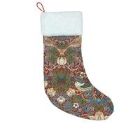 Signare Christmas Stocking - Vintage Tapestry for Fireplace Woven Fabric, Original 19th Century Designs to Delight Children & Adults (William Morris Strawberry Thief Red)