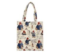 Signare Classic Paddington Bear Tapestry Flat Tote Reusable Shopping Foldaway Handbag Bag - One Size