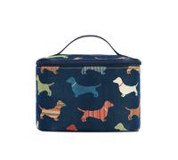 Signare Dachshund Dog Tapestry Toiletry Bag In Blue Blue