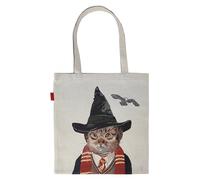 Signare Flat Tote Bag Woven Tapestry Design (FLAT-) (Magical Cat)