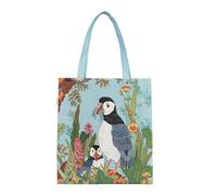 Signare Flat Tote Bag Woven Tapestry Design (FLAT-) (Puffin)