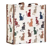 Signare Floral Shopping Tote Bag with Garden Flower Pattern, Cheeky Cat, L