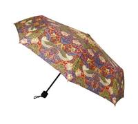 Signare Folding Lightweight Windproof Umbrella for Women Sun Parasol Designs (Strawberry Thief Red)