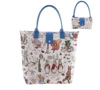 Signare Lightweight Foldable Tote Bag, Handbags for Women, Peter Rabbit | Folds to 20 x 12 x 3.5 cm; Full Zip, Clip Button, 15 cm Handles, 0.27 kg