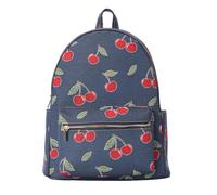 Signare London Large Women’s Rucksack - Blue Tapestry Cherry Design | Travel, School & Everyday Backpack with Luggage Trolley Sleeve | Spacious Bag with Padded Straps & Carry Handle