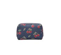 Signare London Toiletry Beauty Bag - Blue Tapestry Cherry Design | Compact Cosmetic Makeup Bag for Travel, Holidays & Weekend Trips | Lightweight Zip Wash Bag