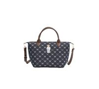 Signare London Women’s Grab Handbag - Blue Denim Heart Monogram with Embroidered Teddy Bear | Top Handle Shoulder & Crossbody Bag | Compact Everyday Travel Purse