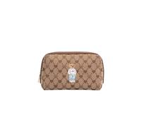 Signare London Women's Beauty Toiletry Bag - B-Loved Beige Monogram Teddy Bear
