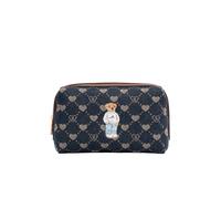 Signare London Women's Beauty Toiletry Bag - B-Loved Blue Denim Monogram Teddy Bear