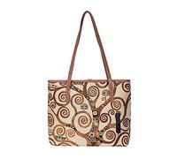 Signare Luxury Tote Shoulder Bag - Gustav Klimt Tree of Life Tapestry Design - Eco-Friendly Cotton Canvas Bag for Art Lovers (COLL-ART-GK-TREE)
