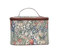 Signare Makeup Bag, Toiletry Bag, Zip Lid, Sturdy Base, 23 cm, Golden Lily | Tapestry Make up Bag & Toiletry Bag with Zip Lid, 6 Brush Straps, Patterned Lining, Reinforced Base; 23 x 15 x 15 cm, 0.15 kg