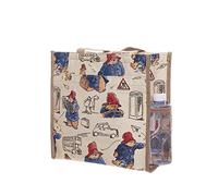 Signare Paddington Bear Blue Beige Woven Tapestry Shoulder Bag Handbag Reusable Shopper - One Size 30cm (H) x 30cm (W) x 14cm (D) | Mesh Side Pocket, Outer Zip Compartment & Long Handles - Official