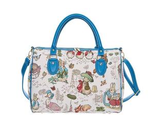 Signare Paddington Bear Tapestry Travel Bag, Blue and Red Pattern, Shoulder Strap