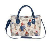 Signare Paddington Bear Tapestry Travel Weekend Bag | 38cm W x 27cm H x 20cm D | Main Zipped Compartment with Inner Zip Pocket | Detachable Shoulder Strap | Reinforced Base with Studded Feet
