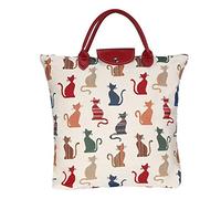 Signare Re-usable Tapestry Foldaway Shopping Bag in 8 Animal Designs (Cheeky Cat)