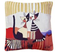 Signare Rosina Wachtmeister Cat Tapestry Decorative Cushion Cover, Artistic Cats Design (Resina Cat Cappia, CCOV-RWC-COPPIA)