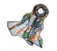 Signare Tapestry 100% Silk William Morris Strawberry Scarf Thief Size -51X175 Cm - Blue