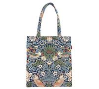 Signare Tapestry Art Pattern ECO-Friendly Shopping Tote Bag (Strawberry Thief Blue)