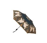 Signare Tapestry Automatic Folding Umbrella, Art Nouveau Swan Design, Navy and Gold (Swan, Rush and Iris, UM-AUTO-SWAN)