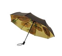 Signare Tapestry Automatic Umbrella, Art Design, Double Layer Reverse Opening, Black Backdrop (Sunflower)