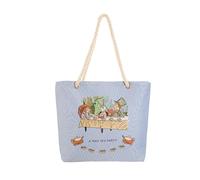 Signare Tapestry Beach Bag, Rope Handle and Zip Colsure (BEACH) (Alice in Wonderland Tea Party)