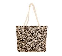 Signare Tapestry Beach Bag, Rope Handle and Zip Colsure (BEACH) (Leopard Print)
