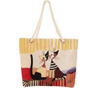 Signare Tapestry Beach Bag, Rope Handle and Zip Colsure (BEACH) (Resina Cat Cappia)