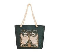 Signare Tapestry Beach Bag, Rope Handle and Zip Colsure (BEACH) (Swan)