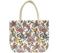 Signare Tapestry Beach Bag, Rope Handle and Zip Colsure (Pomegranate and Lemon) (POMEGRA)