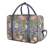 Signare Tapestry Cabin Bag, William Morris Strawberry Thief Design, Navy Blue Floral Pattern (Strawberry Thief Blue, Cabin-STBL)