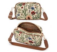 Signare Tapestry Camera Bag, Crossbody Bags for Women - Travel Hand Bag | Shoulder Bag with Adjustable Strap, Secure Zip, Vegan Leather Trim and 2 Inner Pockets; Compact 21 x 7.5 x 14 cm