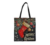 Signare Tapestry Christmas Stocking Shopping Tote Bag (FLAT-MERRISTOCK)
