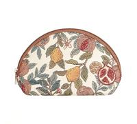 Signare Tapestry Cosmetic Bag Makeup Bag for Women with Floral Design (Pomegranate and Lemon, COSM-POMEGRA)