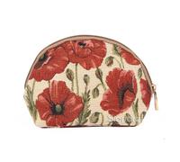 Signare Tapestry Cosmetic Bag Makeup Bag for Women with Floral Design (Poppy, COSM-POP)