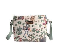 Signare Tapestry Crossbody Bag Small Shoulder Bag for Women with Garden Flower and Creature (Alice in Wonderland; XB02-ALICE)