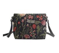 Signare Tapestry Crossbody Bag Small Shoulder Bag for Women with Garden Flower and Creature (Morning Garden Black, XB02-MGDBK)