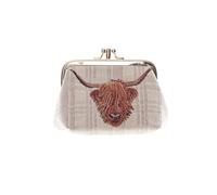 Signare Tapestry Cute Exquisite Double Pocket Kiss Lock Coin Purse for Women Design (Chinoiserie) - FRMP (Highland Cow)
