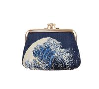 Signare Tapestry Cute Exquisite Double Pocket Kiss Lock Coin Purse for Women with British Museum Design (Great Wave Off Kanagawa) - FRMP