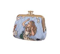 Signare Tapestry Cute Exquisite Double Pocket Kiss Lock Coin Purse for Women with Floral Design (Alice in Wonderland Nothing but Cards)