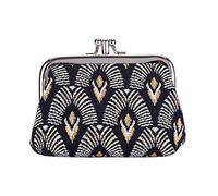 Signare Tapestry Cute Exquisite Double Pocket Kiss Lock Coin Purse for Women with Floral Design (Luxor)