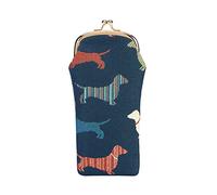 Signare Tapestry Dachshund Slim Glasses Pouch/Case for Single Pair, Fully Lined Prevent Scratching and Damage, Eco-Friendly & Vegan Friendly