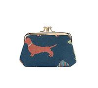 Signare Tapestry Double Pocket Change Pouch Kiss Lock Coin Purse for Women, Dachshund