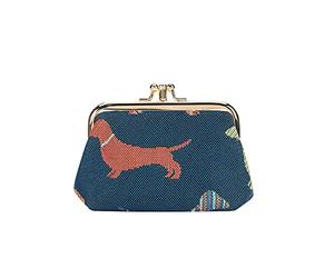 Signare Tapestry Double Pocket Change Pouch Kiss Lock Coin Purse for Women, Dachshund