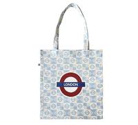 Signare Tapestry Flat Tote Bag Woven Tapestry Design for Transport for London (FLAT-) (TFL Collection, 4 Designs) (Roundel Pop)