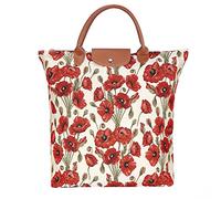 Signare Tapestry Foldable Tote Bag Reusable Shopping Bag Grocery Bag, Poppy, One Size