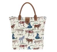 Signare Tapestry Foldable Tote Bag Reusable Shopping Bag Grocery Bag with Animal and Pet Design (Happy Donkey, FDAW-DONK)